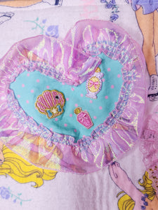80's ice skating doll flannel bucket tote bag