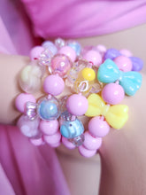 Load image into Gallery viewer, Pink lucite dollcore stretch kandi bracelet YOU CHOOSE hearts bows daisies candy