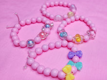 Load image into Gallery viewer, Pink lucite dollcore stretch kandi bracelet YOU CHOOSE hearts bows daisies candy