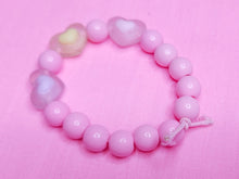 Load image into Gallery viewer, Pink lucite dollcore stretch kandi bracelet YOU CHOOSE hearts bows daisies candy