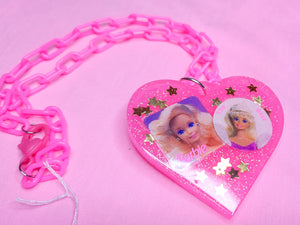 Pink resin heart 90's superstar doll chunky necklace