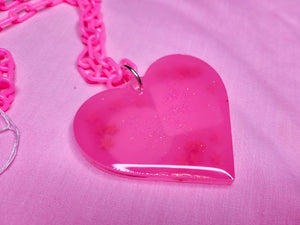 Pink resin heart 90's superstar doll chunky necklace