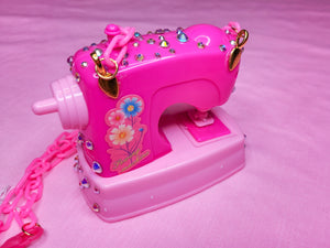 Hot pink sewing machine chunky bling maximalist necklace