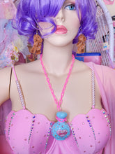 Load image into Gallery viewer, Blue perfume bottle chunky bling maximalist necklace