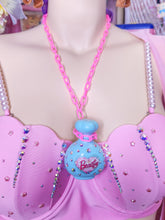 Load image into Gallery viewer, Blue perfume bottle chunky bling maximalist necklace