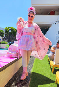Barbie rainbow paneled Spank! Kei skirt, size S XL