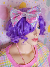 Load image into Gallery viewer, Pink cow spot holographic hair bow