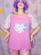 Load image into Gallery viewer, Pink raglan sleeve spank kei 90&#39;s rocking horse top, size 2X