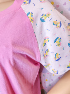 Pink raglan sleeve spank kei 90's rocking horse top, size 2X