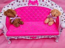 Load image into Gallery viewer, Hot pink sofa couch teddy bear dollhouse chunky bling maximalist necklace