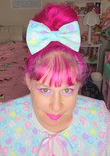 Load image into Gallery viewer, Mint green conversation hearts lovecore fairy kei hair bow