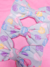 Load image into Gallery viewer, Mint green conversation hearts lovecore fairy kei hair bow