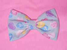 Load image into Gallery viewer, Mint green conversation hearts lovecore fairy kei hair bow