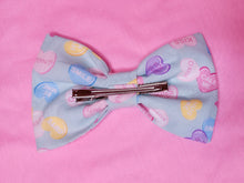 Load image into Gallery viewer, Mint green conversation hearts lovecore fairy kei hair bow