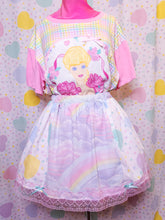Load image into Gallery viewer, Pastel rainbow heart paneled upcycled skirt, sizes 2X 4X