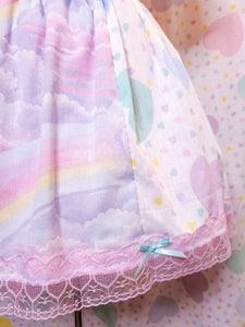 Pastel rainbow heart paneled upcycled skirt, sizes 2X 4X