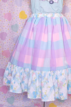 Load image into Gallery viewer, Pastel plaid gingham check cottagecore ruffled midi skirt, size 2X