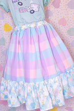 Load image into Gallery viewer, Pastel plaid gingham check cottagecore ruffled midi skirt, size 2X