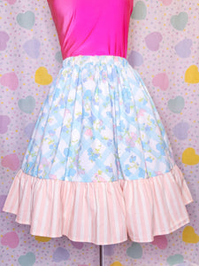Cottagecore 80's floral trellis upcycled ruffled midi skirt, size 3X