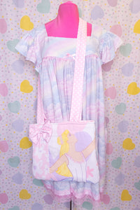 90's ballerina doll upcycled spank kei quilted tote bag