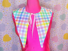 Load image into Gallery viewer, Rainbow gingham pointy detachable collar