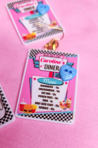 Retro 50's diner menu earrings