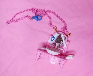 Pink dollcore washbasin sink bathroom vanity bling necklace