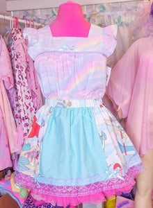 Pastel rainbow night blouse tunic top, fairy spank kei size S