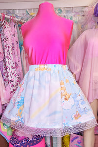 Care Bears pastel rainbow upcycled skirt, size XL