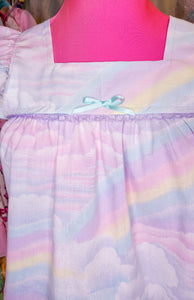 Pastel rainbow night blouse tunic top, fairy spank kei size S