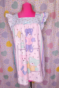 Books and floral teddy bear fairy spank kei nightie dress, size M L