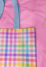 Load image into Gallery viewer, SALE Rainbow gingham cottagecore tote bag