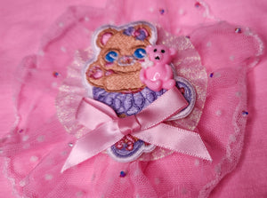 Ballerina bear iridescent pink lace 2-way clip
