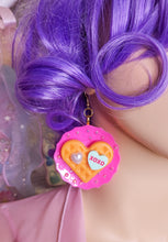 Load image into Gallery viewer, Waffles on plates lovecore earrings, chunky bling bimbo drag queen accessories