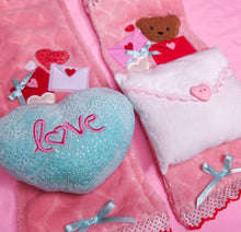 Load image into Gallery viewer, Pink hearts maximalist minky scarf, fairy spank kei j-fashion