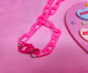 Pink Conversation hearts necklace, fairy spank kei lovecore