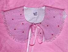 Load image into Gallery viewer, Pink gingham embroidered heart lovecore fairy kei detachable collar