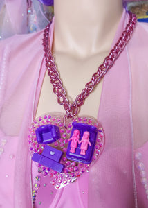 Lesbian dollhouse maximalist necklace, fairy spank kei bimbocore