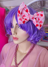 Load image into Gallery viewer, Pink Conversation Hearts lovecore Valentine&#39;s Day hair bow