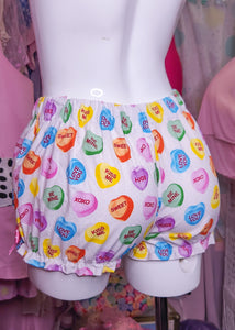 Conversation Hearts lovecore Valentine fairy kei bloomers, size S-2X