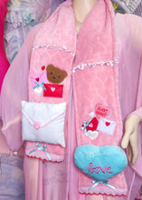Load image into Gallery viewer, Pink hearts maximalist minky scarf, fairy spank kei j-fashion