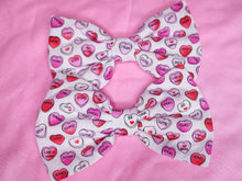 Load image into Gallery viewer, Blue pastel conversation hearts lovecore Valentine&#39;s Day hair bow