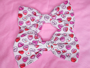 Blue pastel conversation hearts lovecore Valentine's Day hair bow