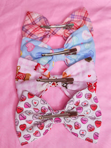 Pink plaid lovecore Valentine's Day hair bow