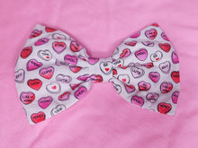 Load image into Gallery viewer, Red/pink Conversation hearts lovecore Valentine&#39;s Day hair bow