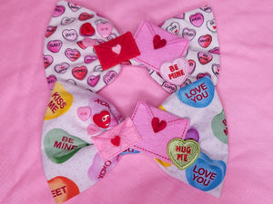 Decorated rainbow conversation hearts envelope lovecore Valentine's Day hair bow