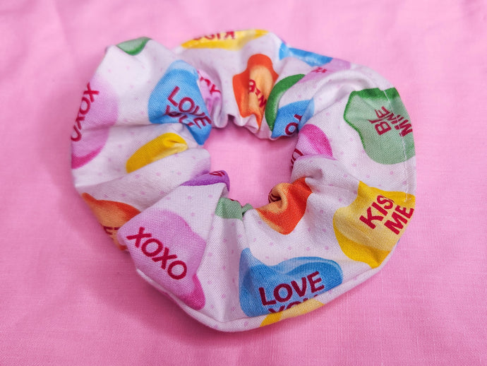 Rainbow conversation hearts lovecore valentine scrunchie