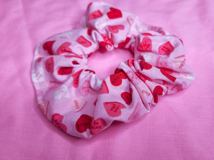 Red/pink conversation hearts lovecore valentine scrunchie