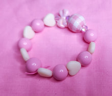 Load image into Gallery viewer, Pink gingham bow bling cottagecore coquette lovecore kandi stretch bracelet