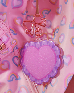 LIMITED EDITION large Heart ruffle acrylic keychain Miss Jediflip collab, kawaii bag charm, zipper pull